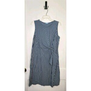 Size XL J Mclaughlin Jenn 100% Cotton Blue Striped Dress Tie Waist Nautical